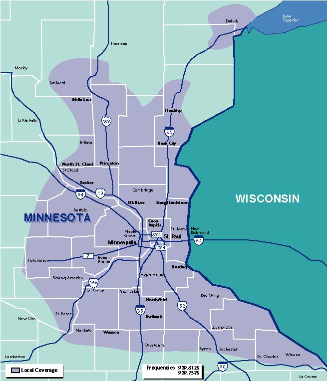 Map of Minnesota coverage