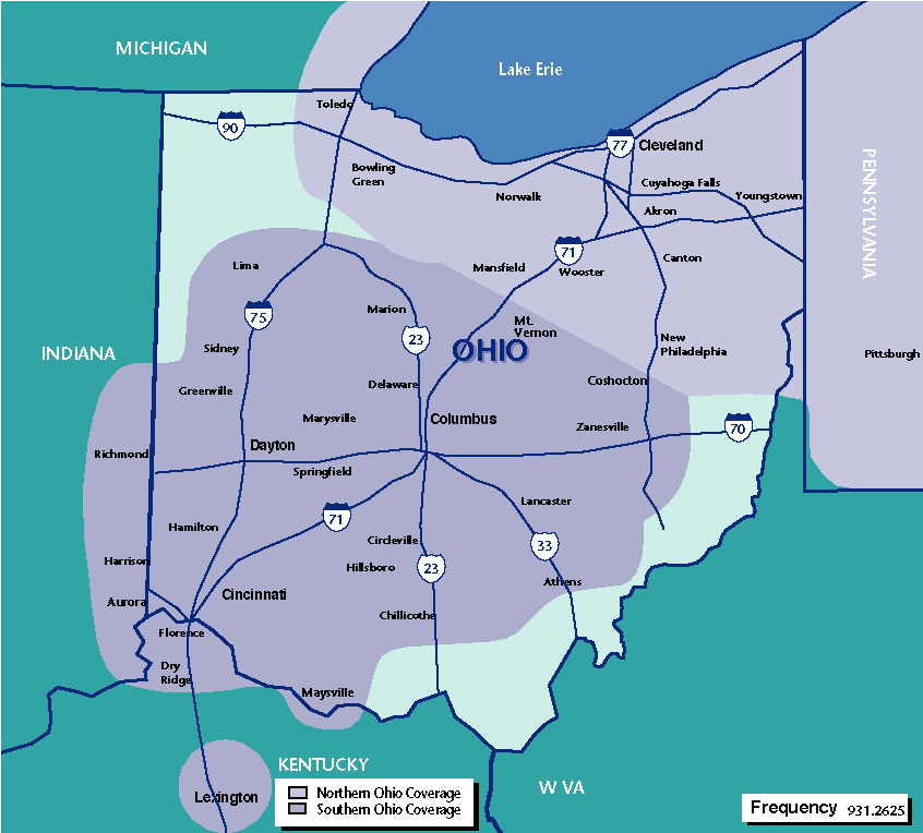 Map of Ohio coverage