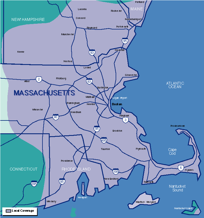 Map of Massachusetts coverage