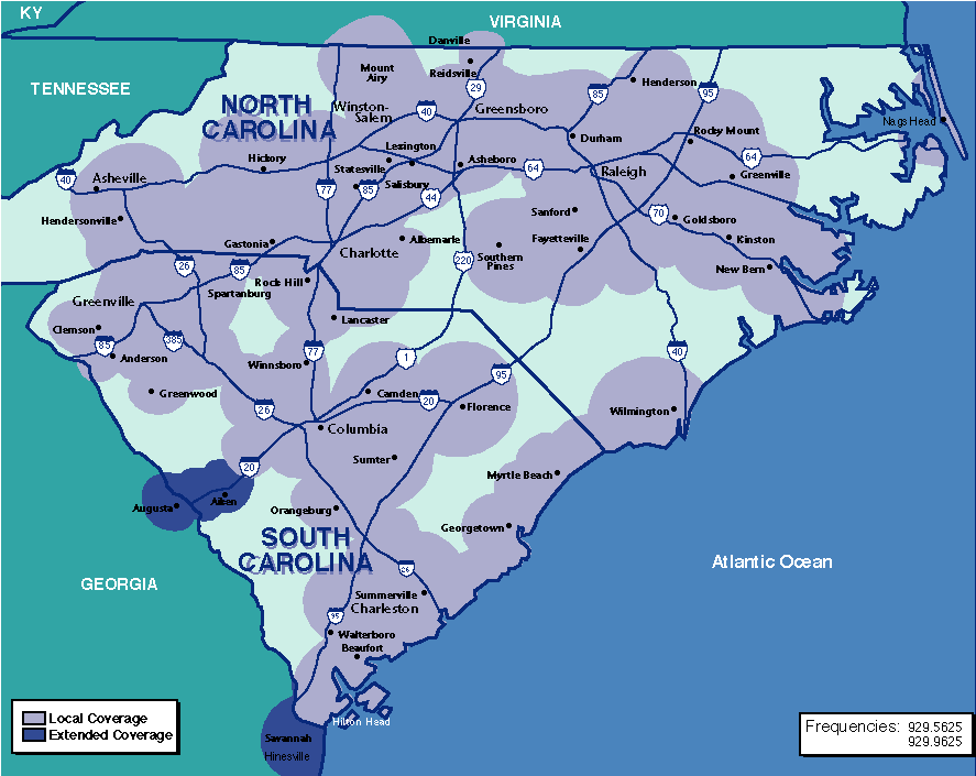 Map of North Carolina coverage