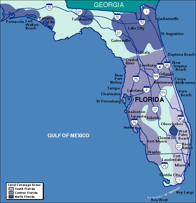 Map of Northern Florida coverage