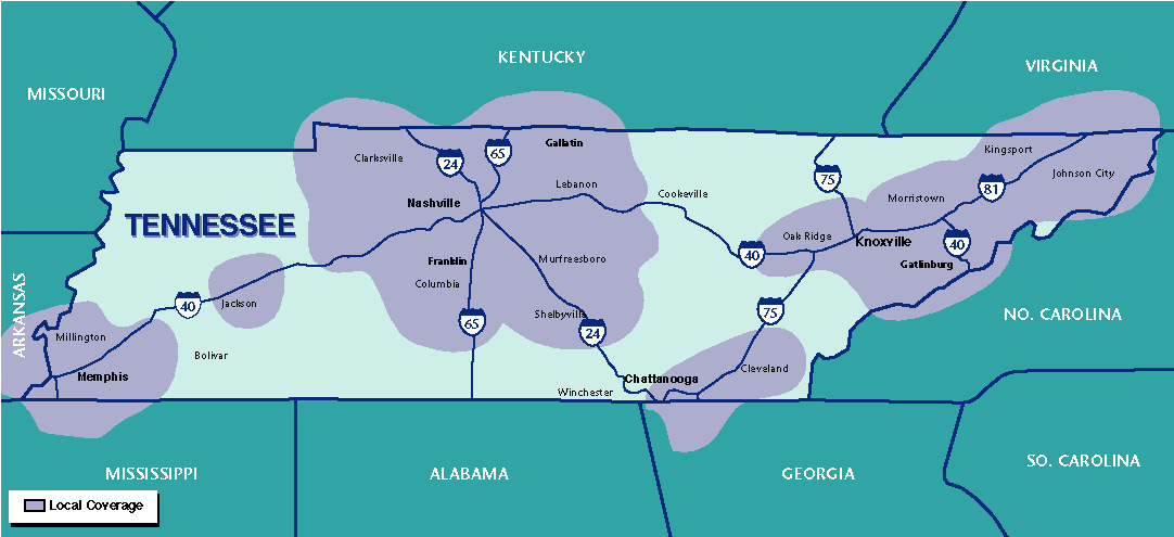 Map of Tennessee coverage